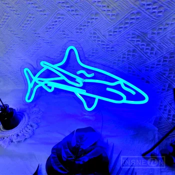 Неоновые Вывески Shark Neon Led Гибкое Освещение Декор комнаты для бара, Украшение Вечеринки, Настенное Искусство, Подарки на День Рождения детям, Неоновые вывески USB