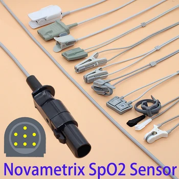 Совместимый 7p кабель датчика Novametrix 87776-00 Spo2 для взрослых/педиатрических/детских/новорожденных/ветеринарных, 3 м пальцевой/ушной spo2-зонд.