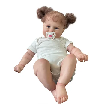 50-сантиметровая кукла-реборн Девочка со светлыми длинными вьющимися волосами, Несколько слоев с хлопковым корпусом