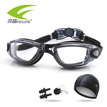 Плавательные очки для близорукости, противотуманные УФ-очки высокой четкости, Прозрачные линзы, Оптические очки для Мужчин и женщин, Спортивные очки с диоптриями по рецепту