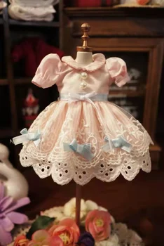 Платье Blythe 1/6 Розовое платье с бантом 30 см из ткани для игрушек bjd (подходит для Pullip, Ob24, Licca)