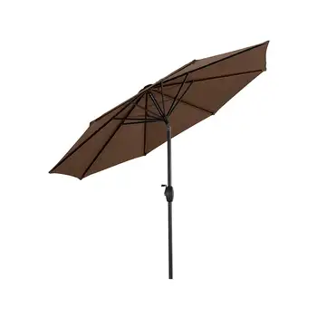 Садовый 9-футовый открытый зонт для внутреннего дворика с наклоном и кривошипным подъемником, Кофейный