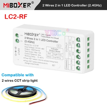 Miboxer 2,4 G Двойной белый 2 в 1 Контроллер светодиодной Ленты COB одноцветный диммер ленты для 12 В 24 В 2 Провода CCT COB светодиодные ленты