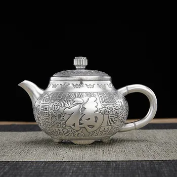 Классический чайник из стерлингового серебра Baifu, серебро со снежинками 999 пробы, серебряный чайник ручной работы, бытовой чайник и чайный сервиз