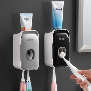 Набор аксессуаров для ванной комнаты, Автоматический Дозатор зубной пасты, Держатель для зубных щеток, Настенное крепление, Подставка для хранения зубных щеток, Соковыжималка для зубной пасты