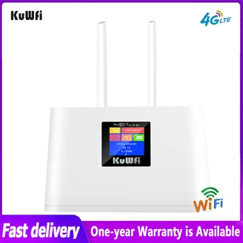 KuWFi 150 Мбит/с Беспроводной Маршрутизатор 4G LTE WiFi Маршрутизатор Мобильная точка доступа С sim-картой Порт WAN/LAN Внешняя Антенна С Умным Дисплеем