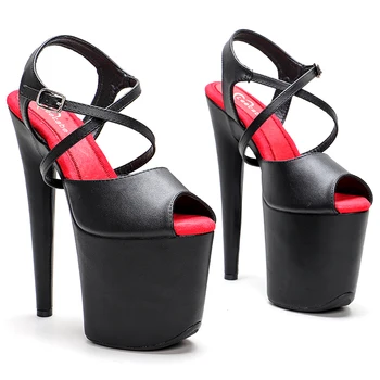 Leecabe 8 дюймов, матовые босоножки на высоком каблуке из искусственной кожи 20 см, сексуальная модельная обувь для танцев на шесте